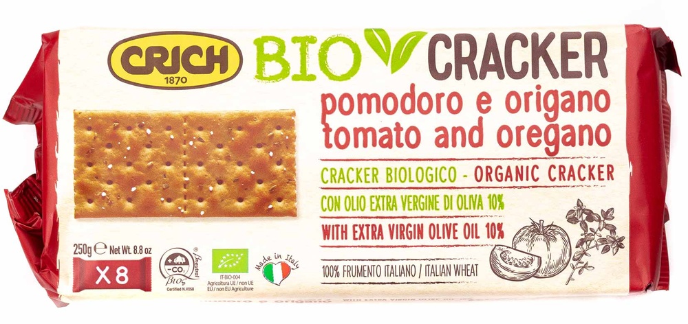 Крекери Bio Crackers з томатами та орегано органічні “Crich”, 250 г.