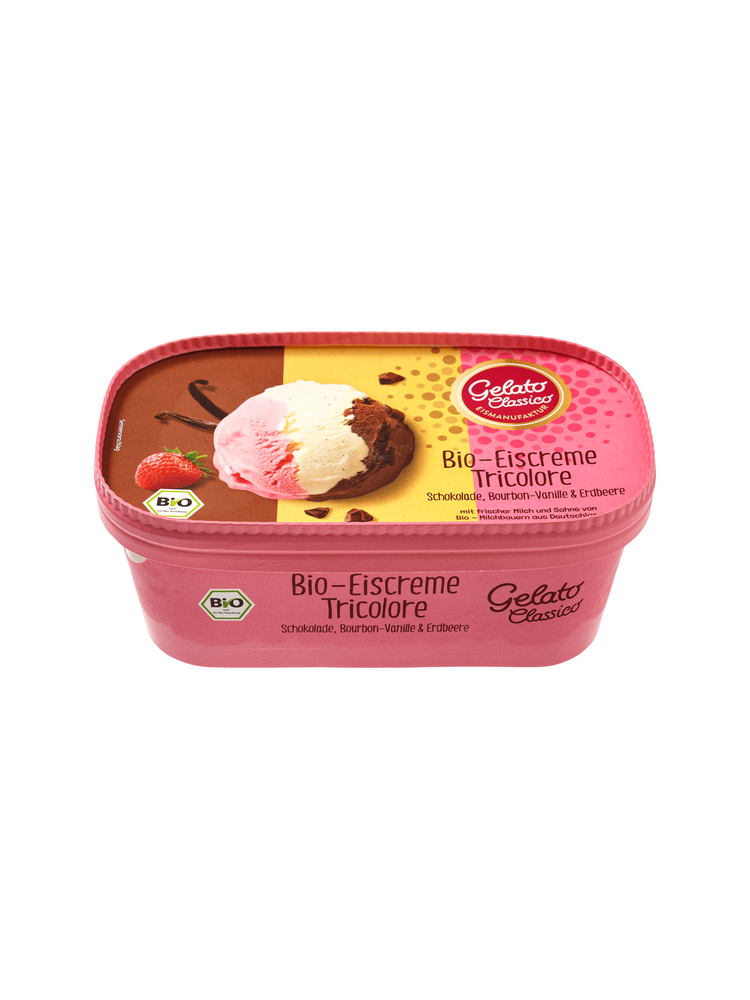 Морозиво молочне з ваніллю шоколадом та полуницею органічне 6,1% “Gelato Classico”, 750 мл