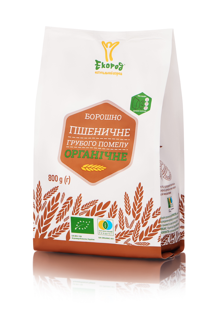 Борошно пшеничне грубого помелу органічне ТМ “Екород”, 800 г.