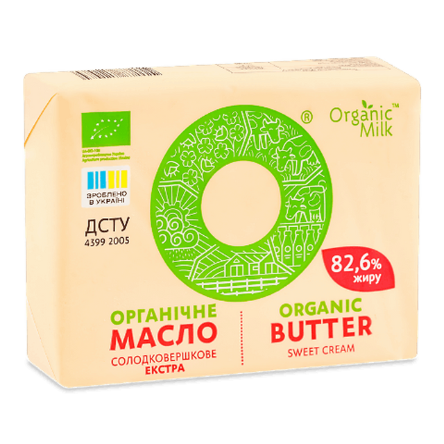 Масло солодковершкове органічне Екстра 82,6% "Organic Milk", 180 г.